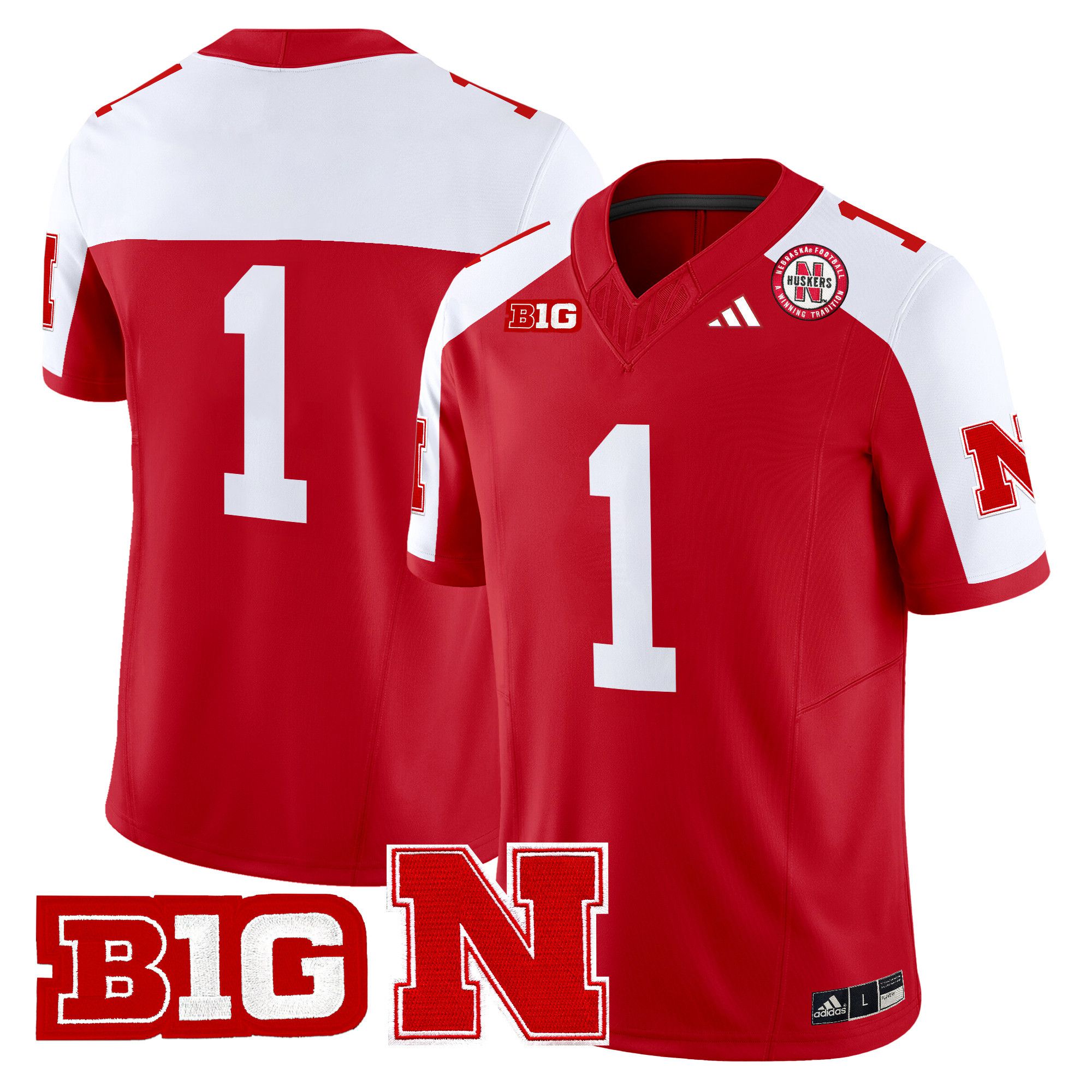 Men Nebraska Cornhuskers #1 No Name Red 2024 Vapor Limited NCAA Jersey